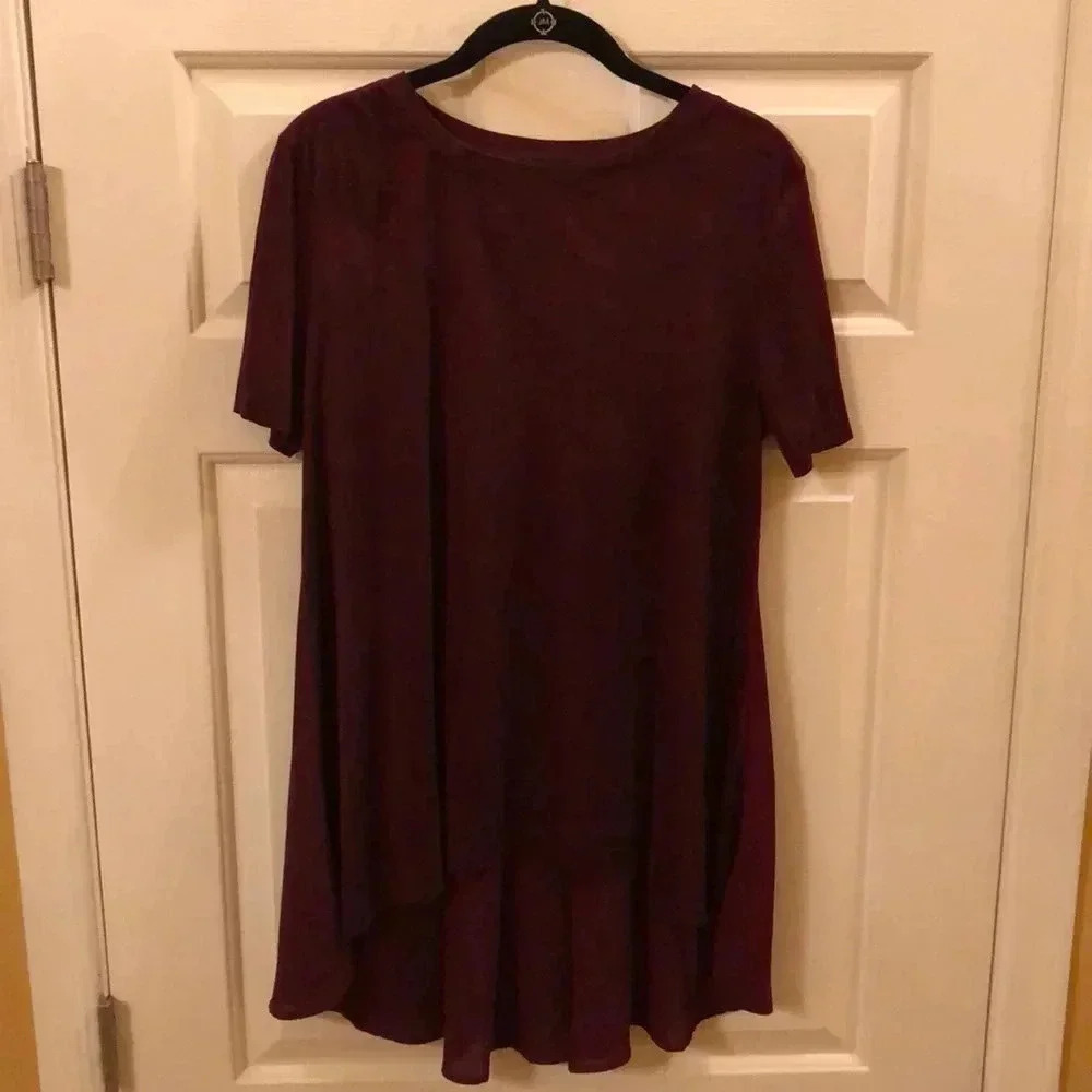 Hi-Lo Shirt faux suede and chiffon shirt